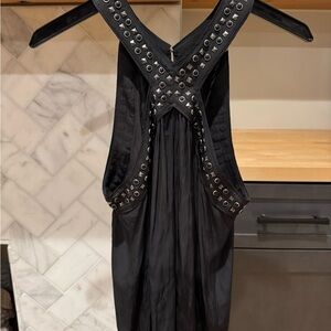 Ramy Brook Black Studded Racerback Tank